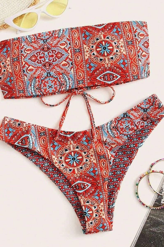 CWMW0849_PRINTED TWO-PIECE SWIMSUIT SET