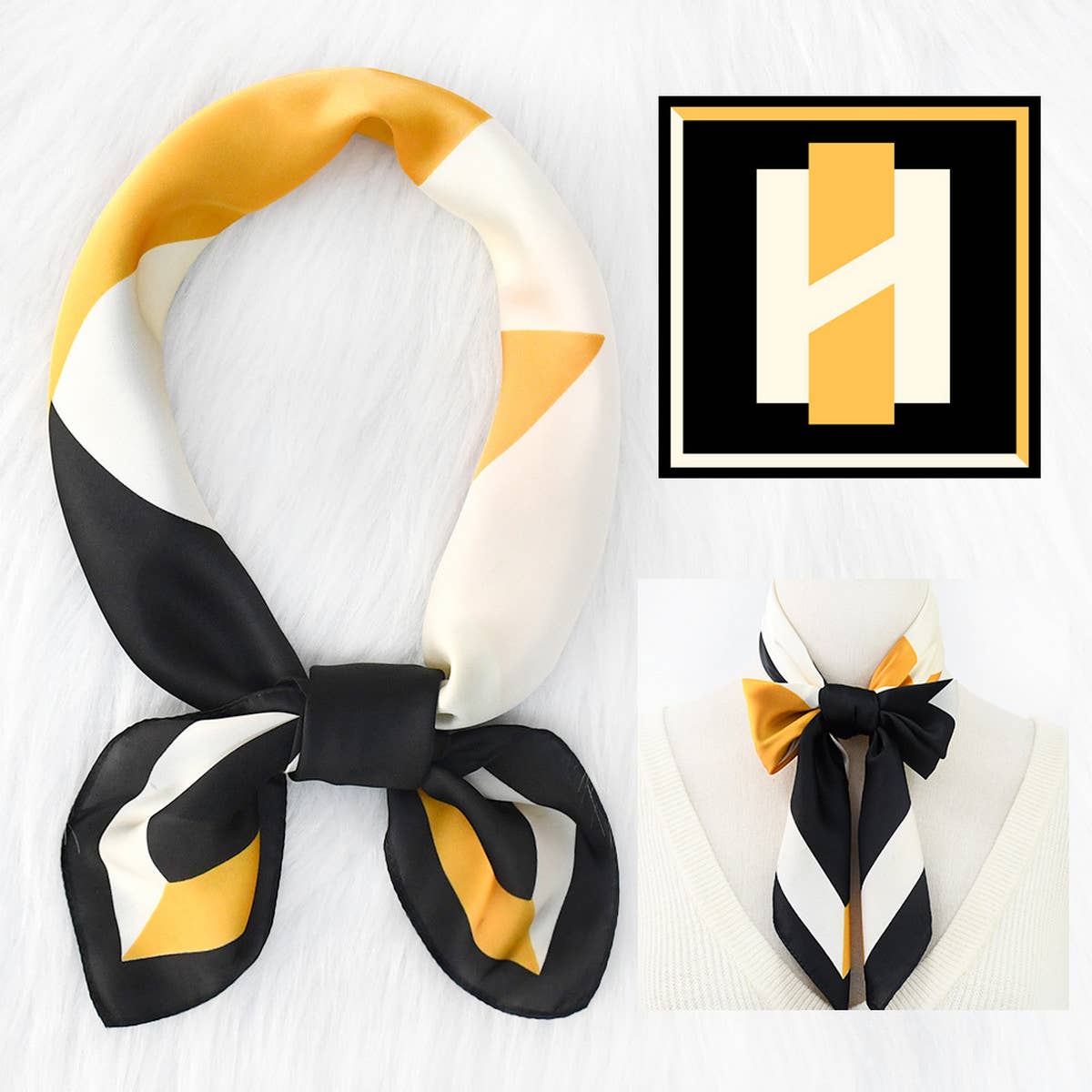 RETRO COLOR MATCHING MULTIFUNCTIONAL SQUARE SCARF_CWASC1156
