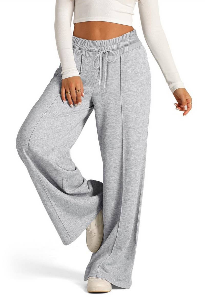 CWBLP01037_TIE WAIST SOLID WIDE LEG CASUAL PANTS