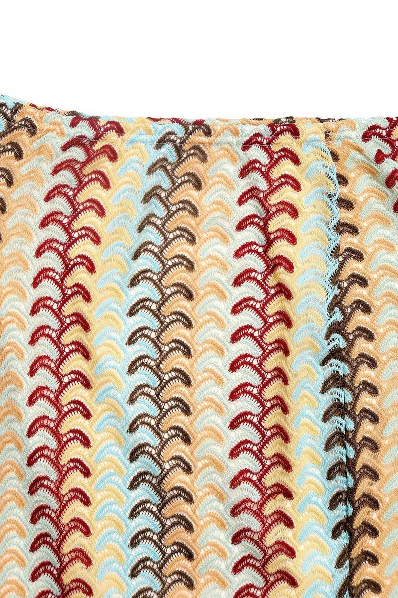 CWSTB1976_COLORFUL STRIPE TUBE SKIRT SET ? SEXY TWO PIECE