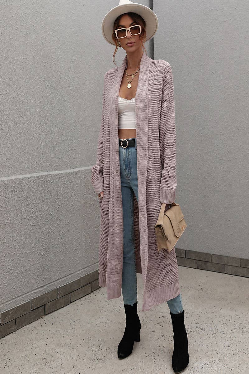 CWOCAL373 Casual Open Front Long Cardigan Sweater