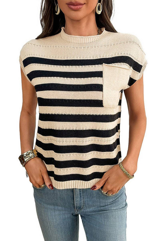CWOSWS0142_CREW NECK CHUNKY KNIT STRIPED SWEATER