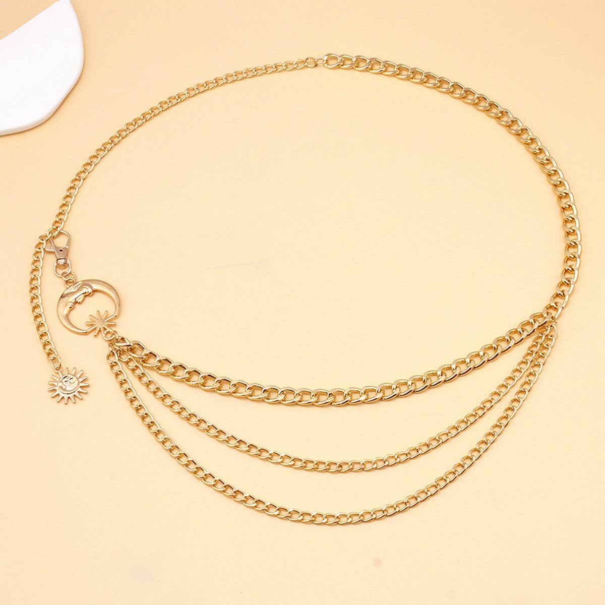 HIP HOP PUNK STYLE MOON MULTI LAYER BODY CHAIN