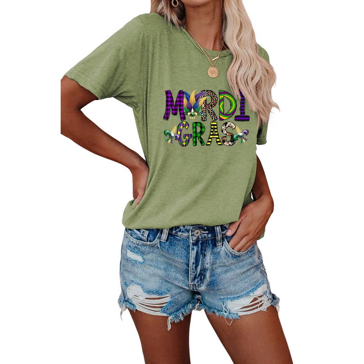 EASTER LOOSE PRINT ROUND NECK PULLOVER T SHIRT_CWTTS0798