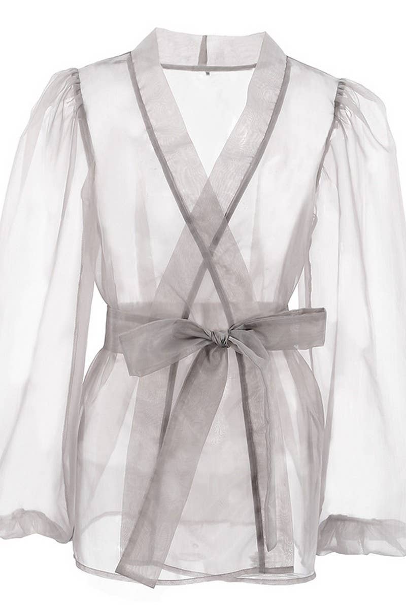 CWTBLL537_SHEER MESH LONG SLEEVE SHIRT BLOUSE