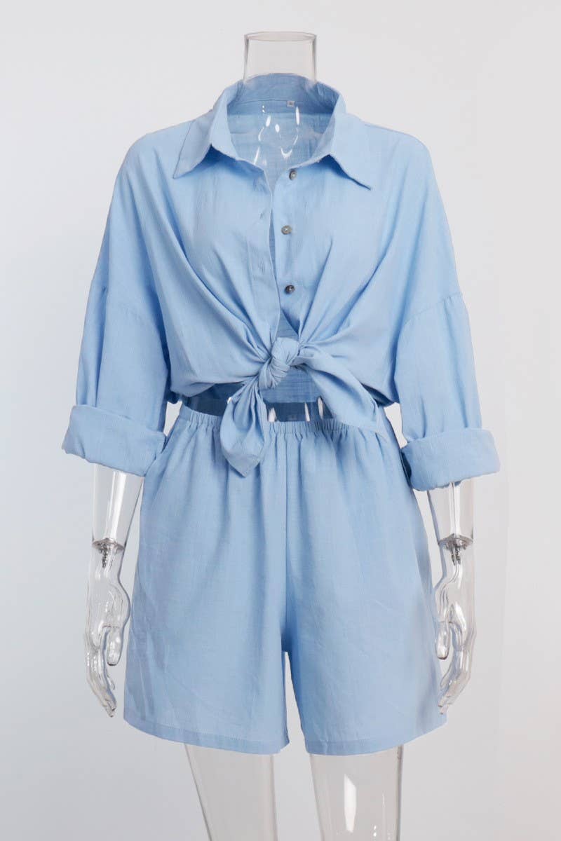 CWSS1170_SUMMER VACATION LOOSE SHIRT AND SHORTS SET