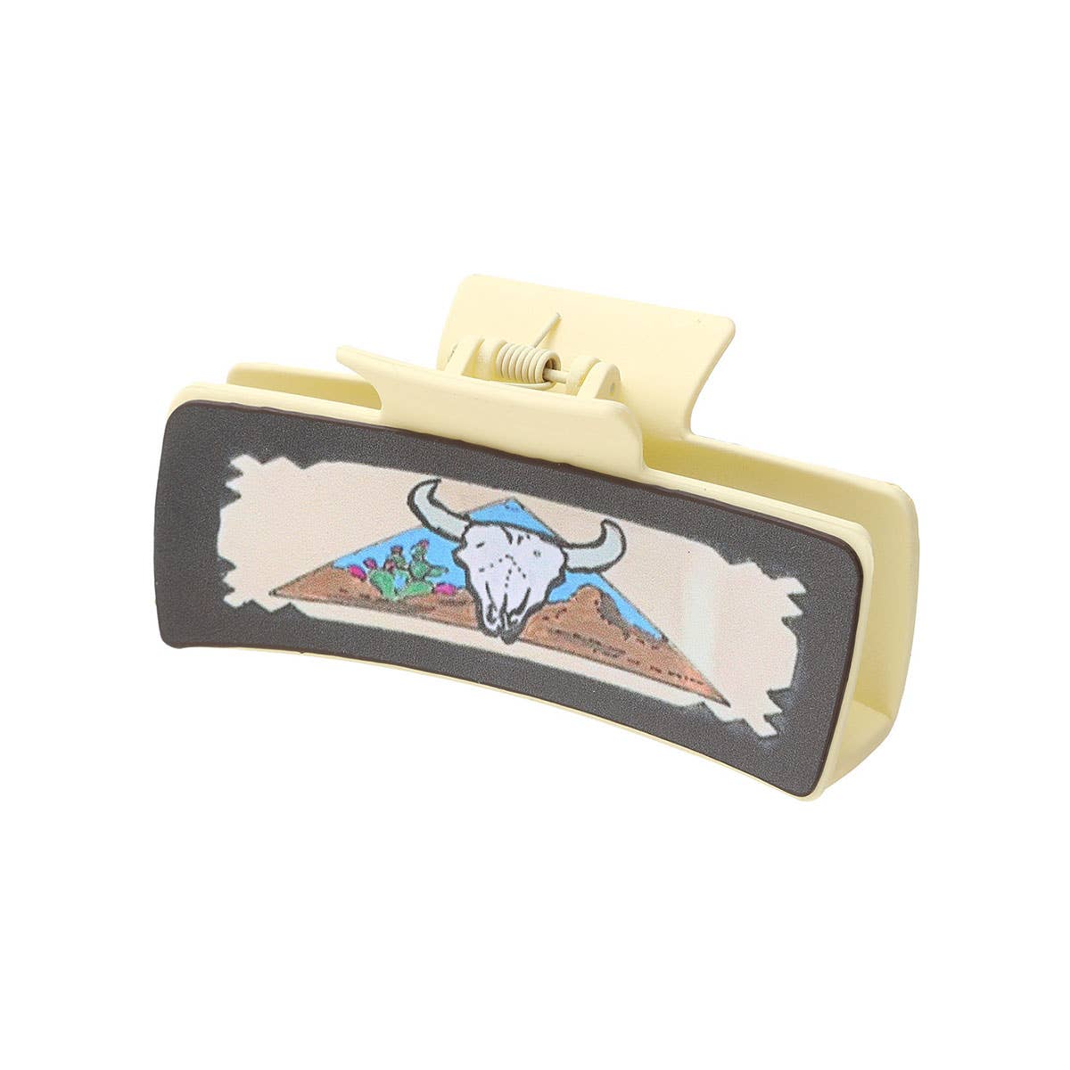 Western Cactus Sunflower Hair Claw - Leather Clip