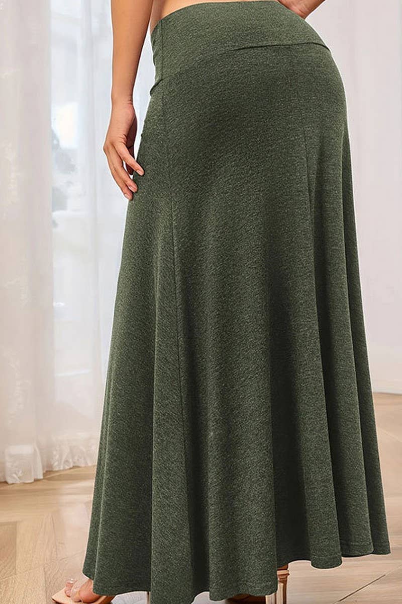 CWBLS0429_NEW SUMMER FASHION KNITTED SOLID COLOR SKIRT