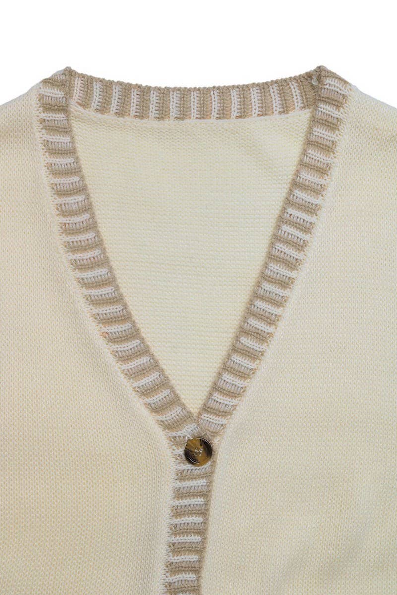 CWOV0782_COLORBLOCK SLEEVELESS KNIT CARDIGAN VEST