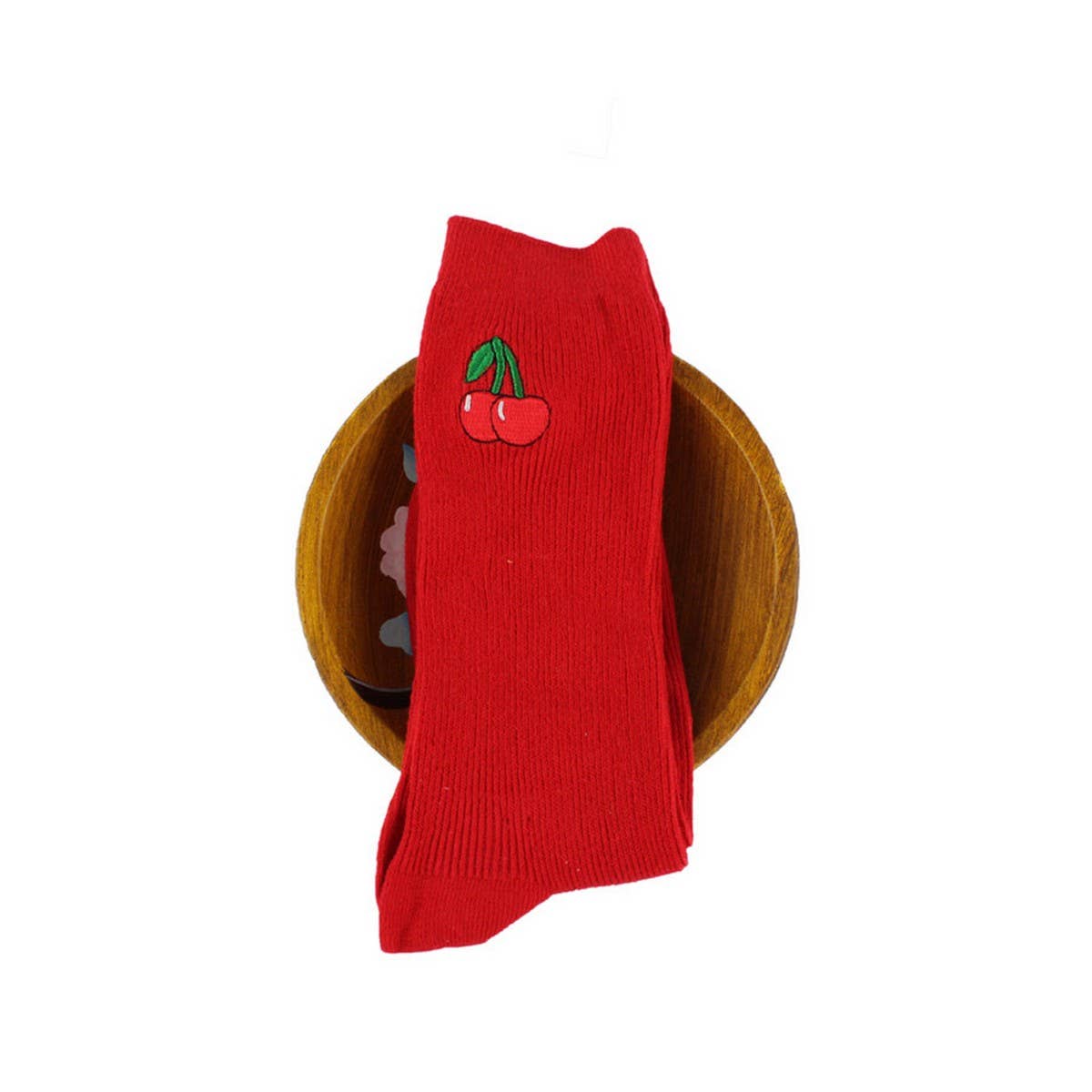 FRUIT EMBROIDERY PATTERN STOCKINGS CREW SOCKS_CWAH1116