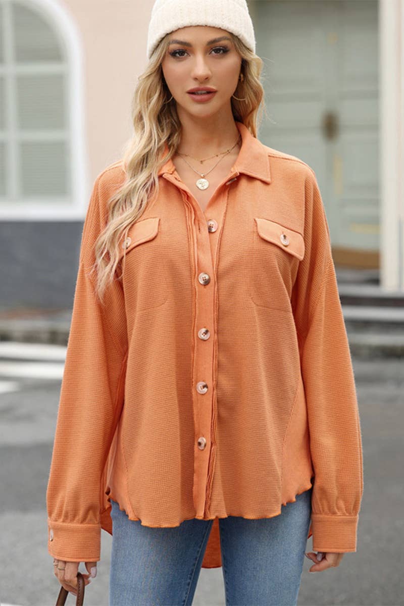 CWTSTL2380_SPRING AUTUMN BUTTON MEDITATION SHIRT TOP