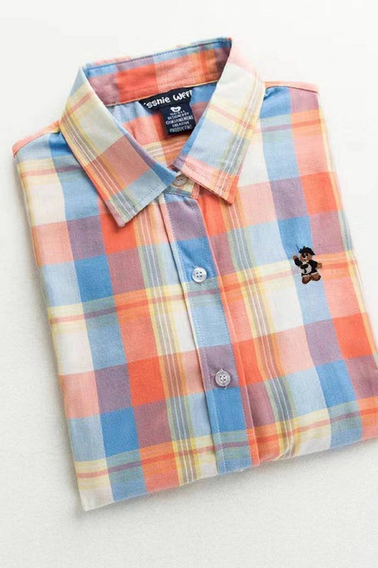 CWTSTL2245_LONG-SLEEVED COTTON THIN PLAID BOTTOMING SHIRT