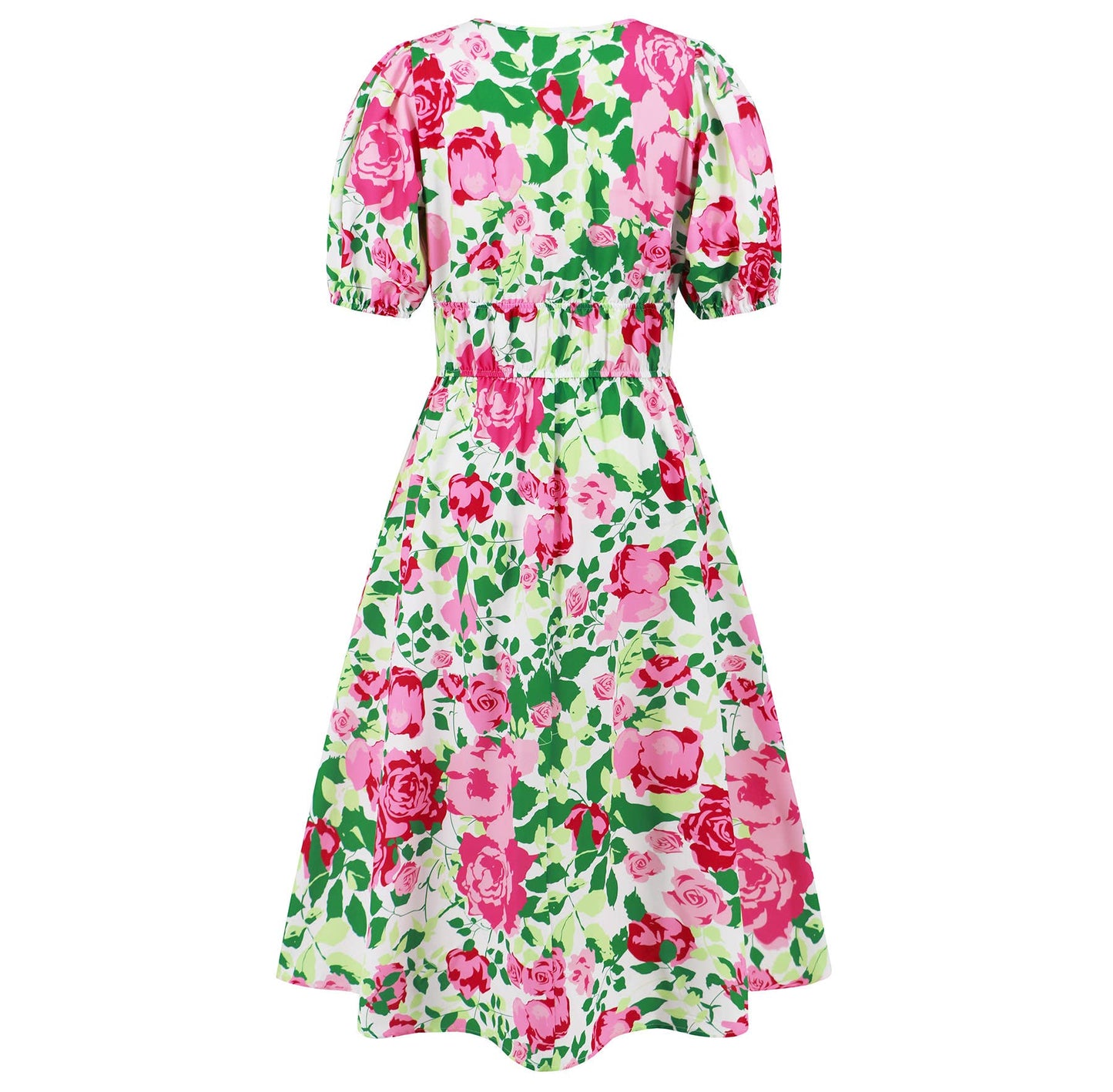Boho V-Neck Floral Maxi Dress with Waist Tie