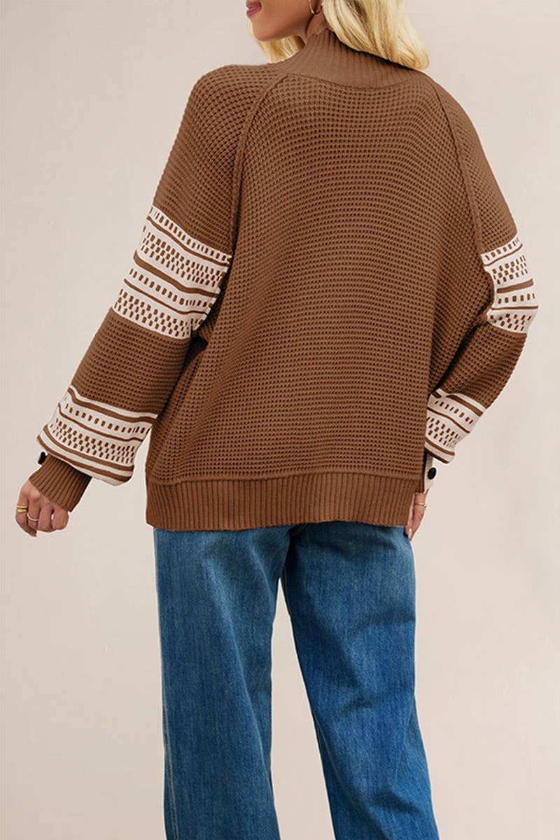 CWOSWL7021_KNITTED COLORBLOCK TURTLENECK SWEATER