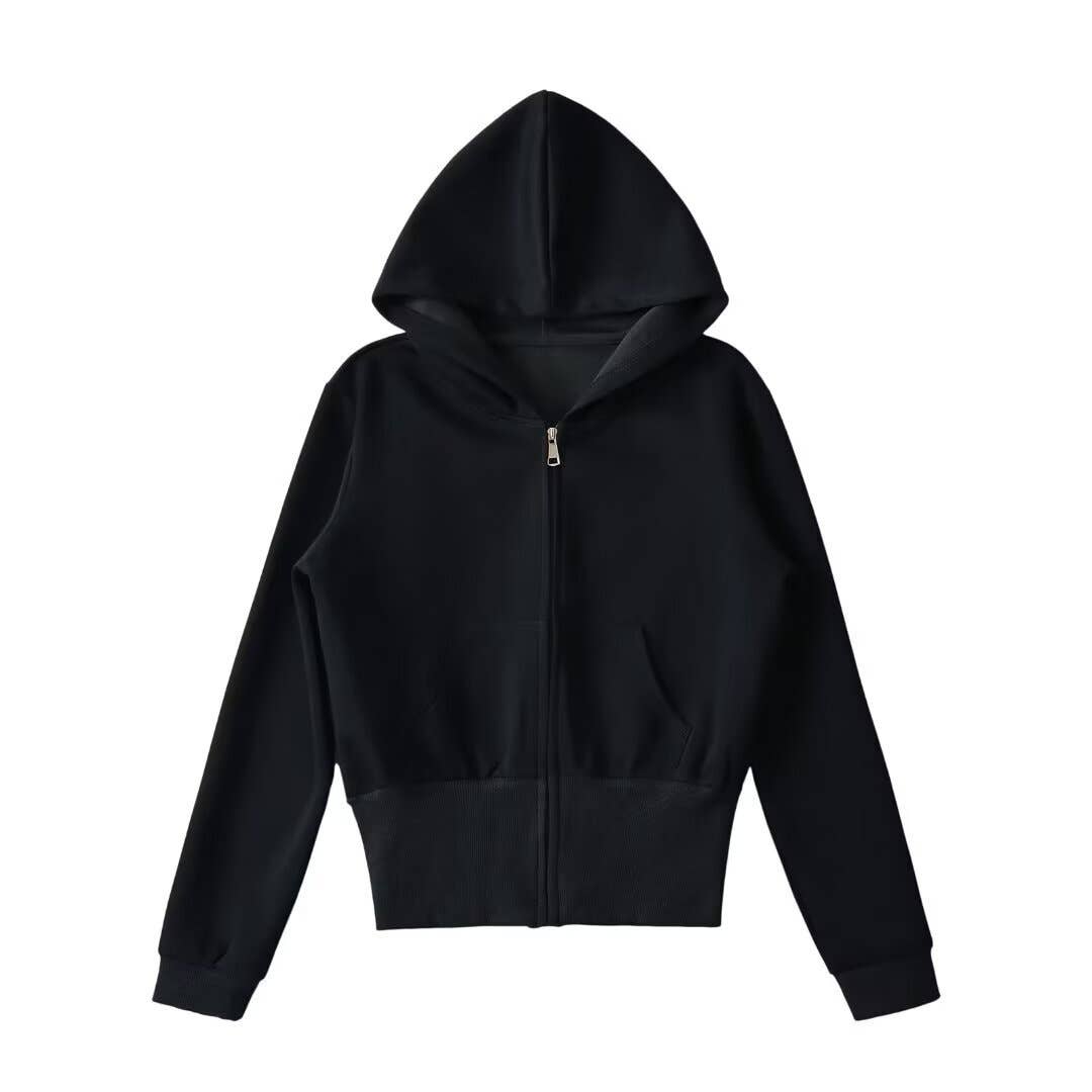American retro waist-cinching hooded sweatshirt