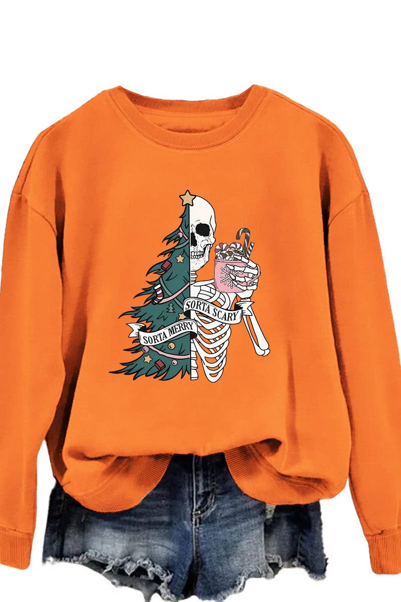 CWTBLL01328_PRINTED LOOSE PULLOVER CHRISTMAS SWEATSHIRT