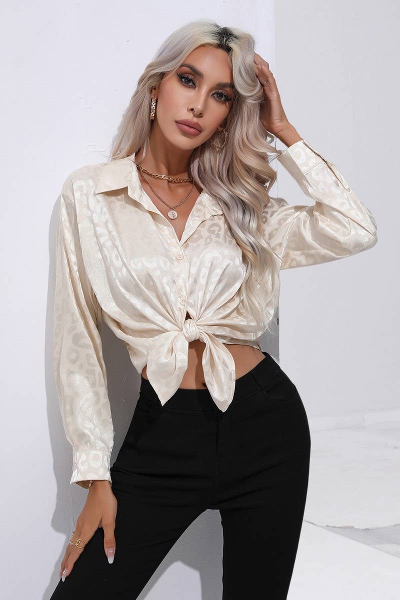 CWTBLL0694_Button Down Silky Satin Long Sleeve Top