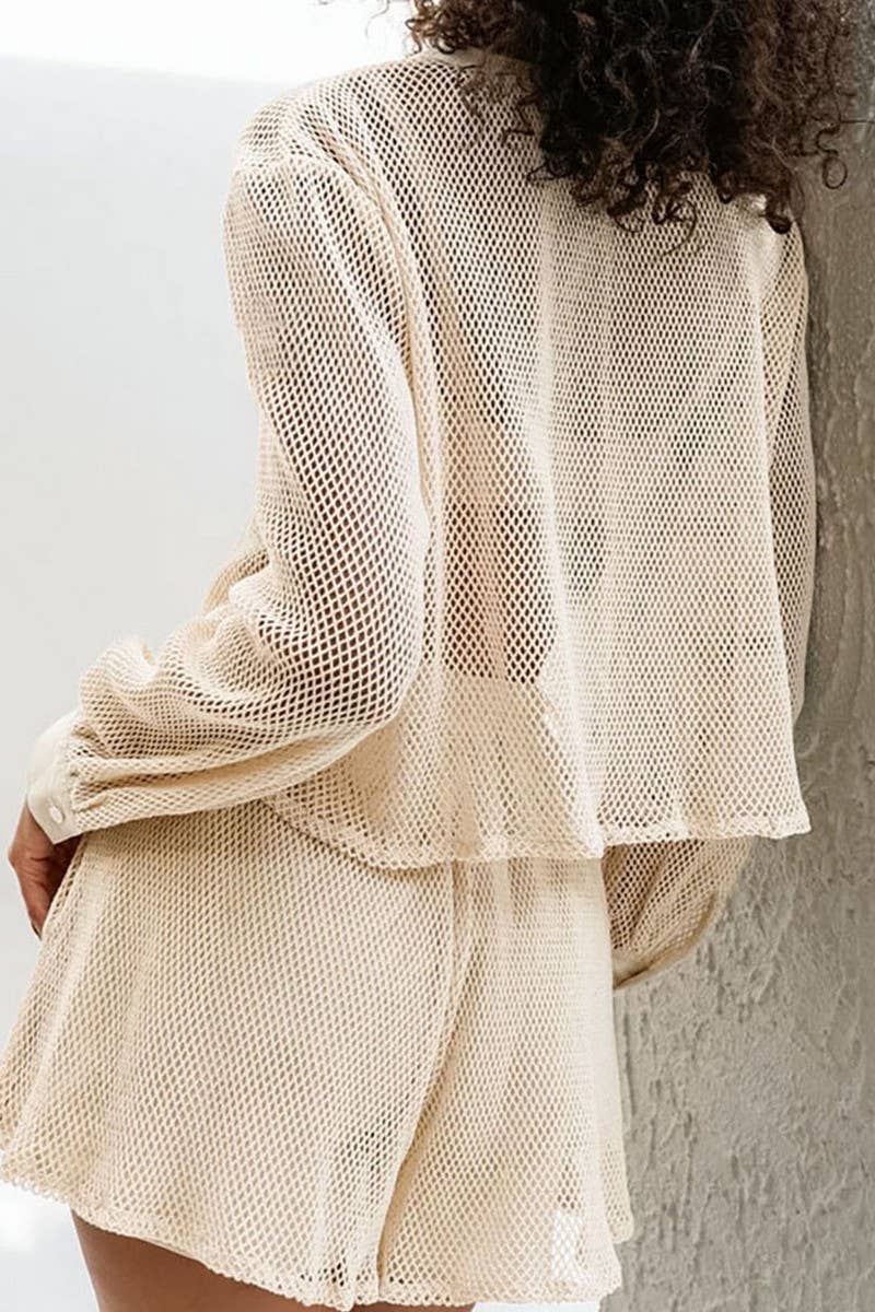 CWSTB346_PURE COTTON SEE-THROUGH LONG-SLEEVED SHORTS SUIT