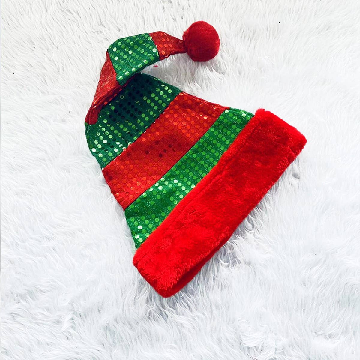 CWAH4082_CHRISTMAS RED AND GREEN SEQUINED ELF HAT