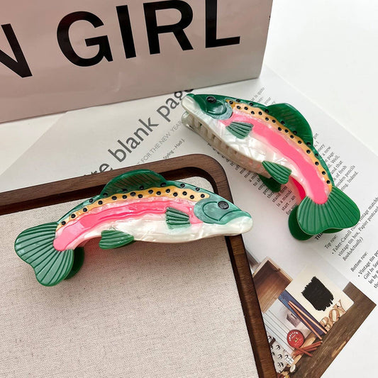Rainbow Trout Acetate Hair Claw - Cute Shark Clip_CWAHA5711