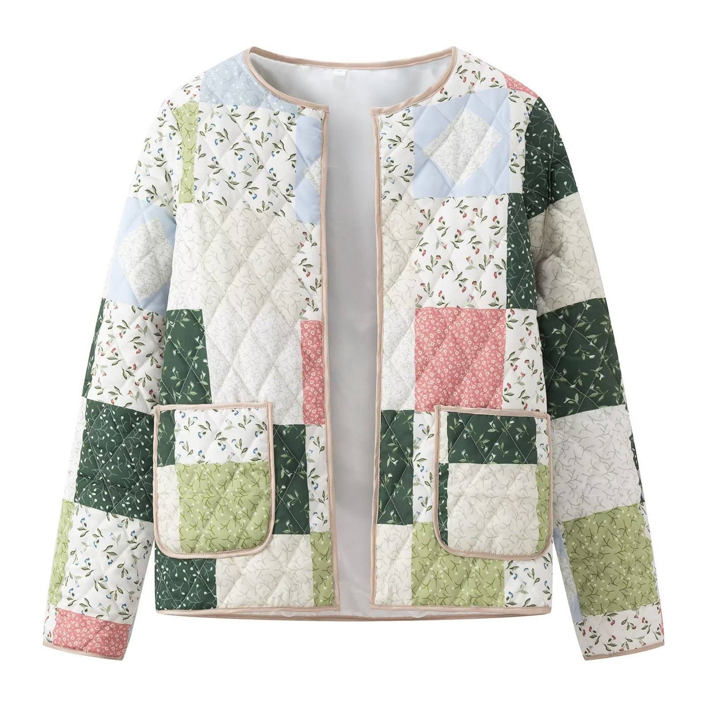 Fashionable printed loose quilted cotton jacket