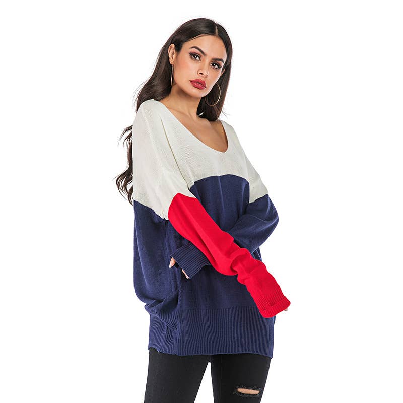 A THIN V-NECK SWEATER WITH A SLOUCHY PULLOVER