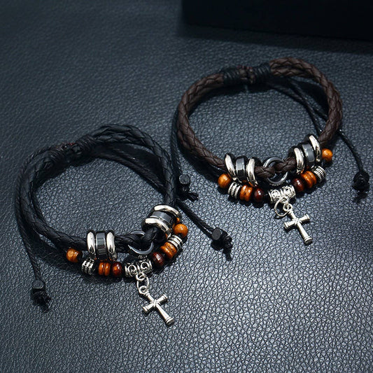SIMPLE MEN'S MULTI-LAYER BEADED LEATHER BRACELET_CWMM4475