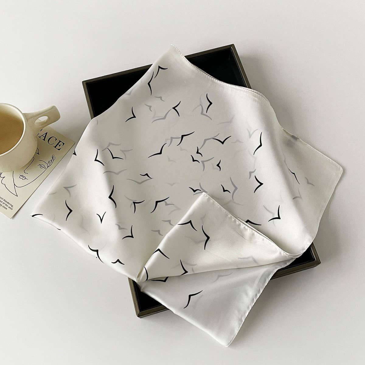 Elegant Polka Dot Satin Silk Scarf