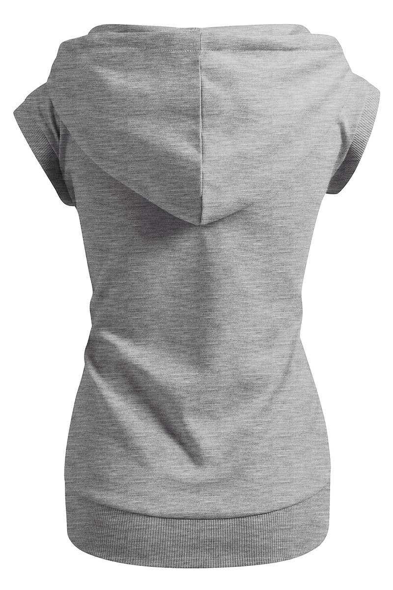 KWOHOSL003_Sleeveless Hoodies Basic Hoodie Zip Up