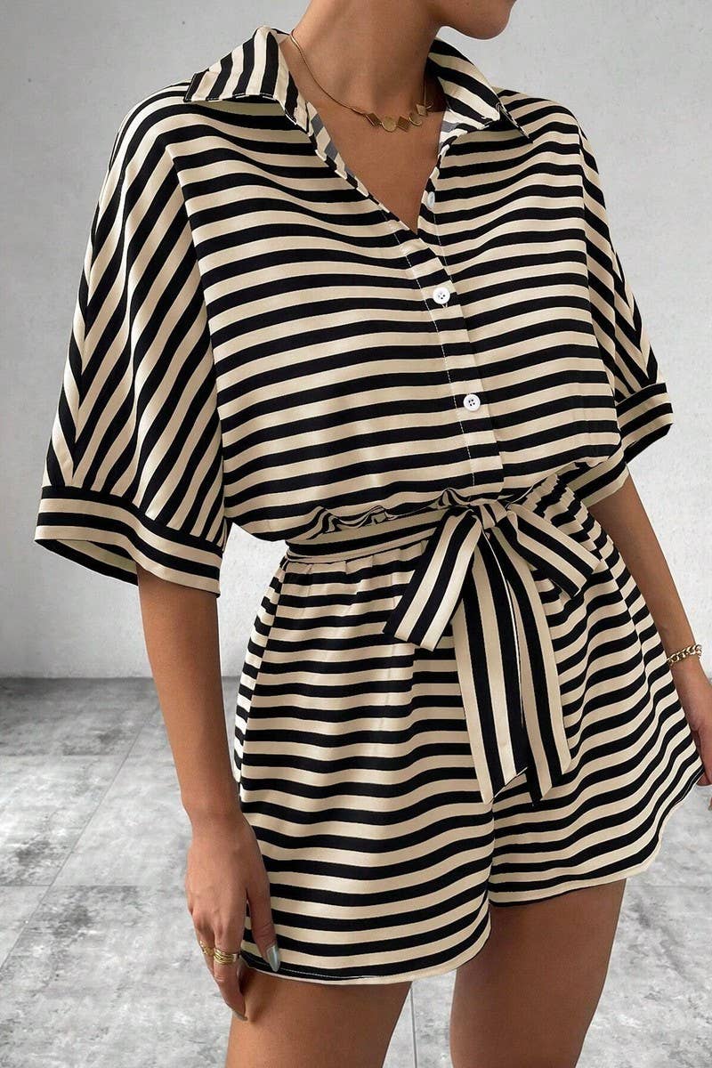 CWSBSS0053_SPRING AND SUMMER LAPEL MID SLEEVE BODYSUIT SET