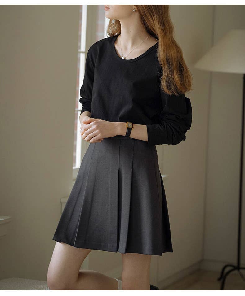 Cotton round-neck off-the-shoulder sleeve shirt