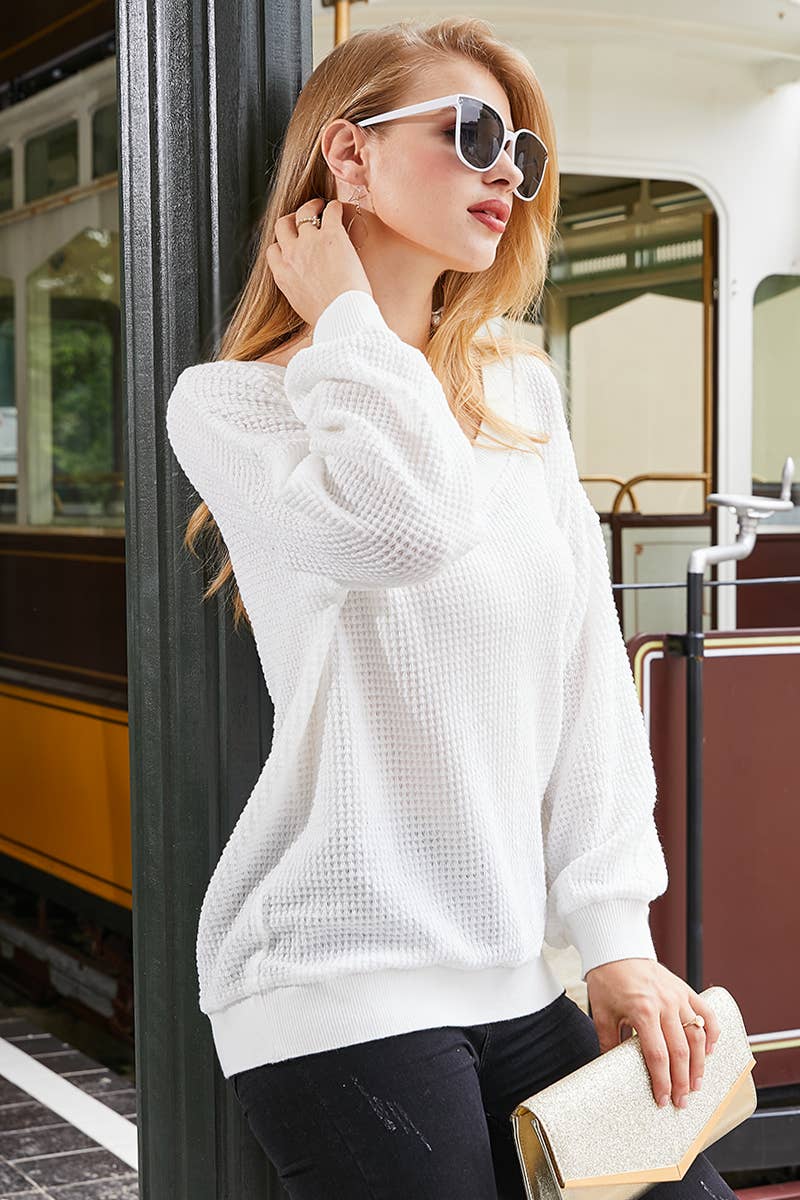 CWTSTL712_Long Sleeve V-Neck Knit Top