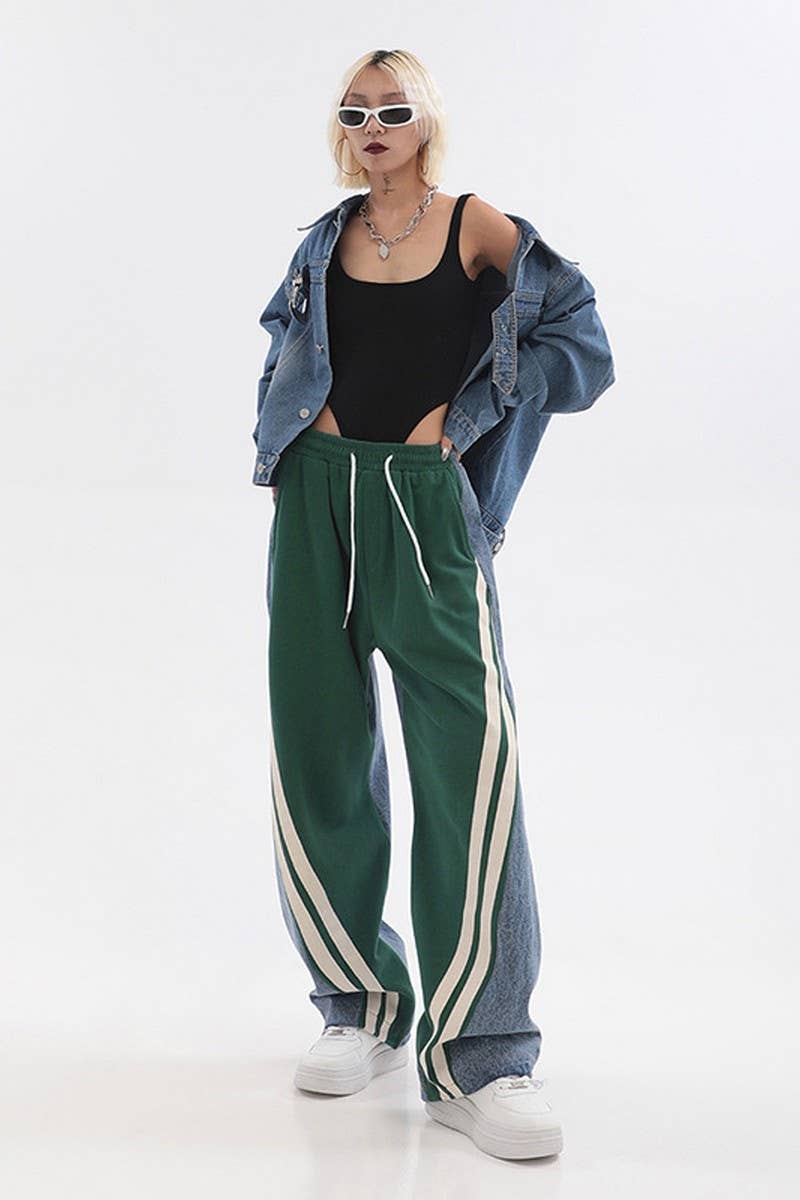 CWBLP1840_SPORTS CASUAL STITCHING LOOSE WIDE-LEG PANTS