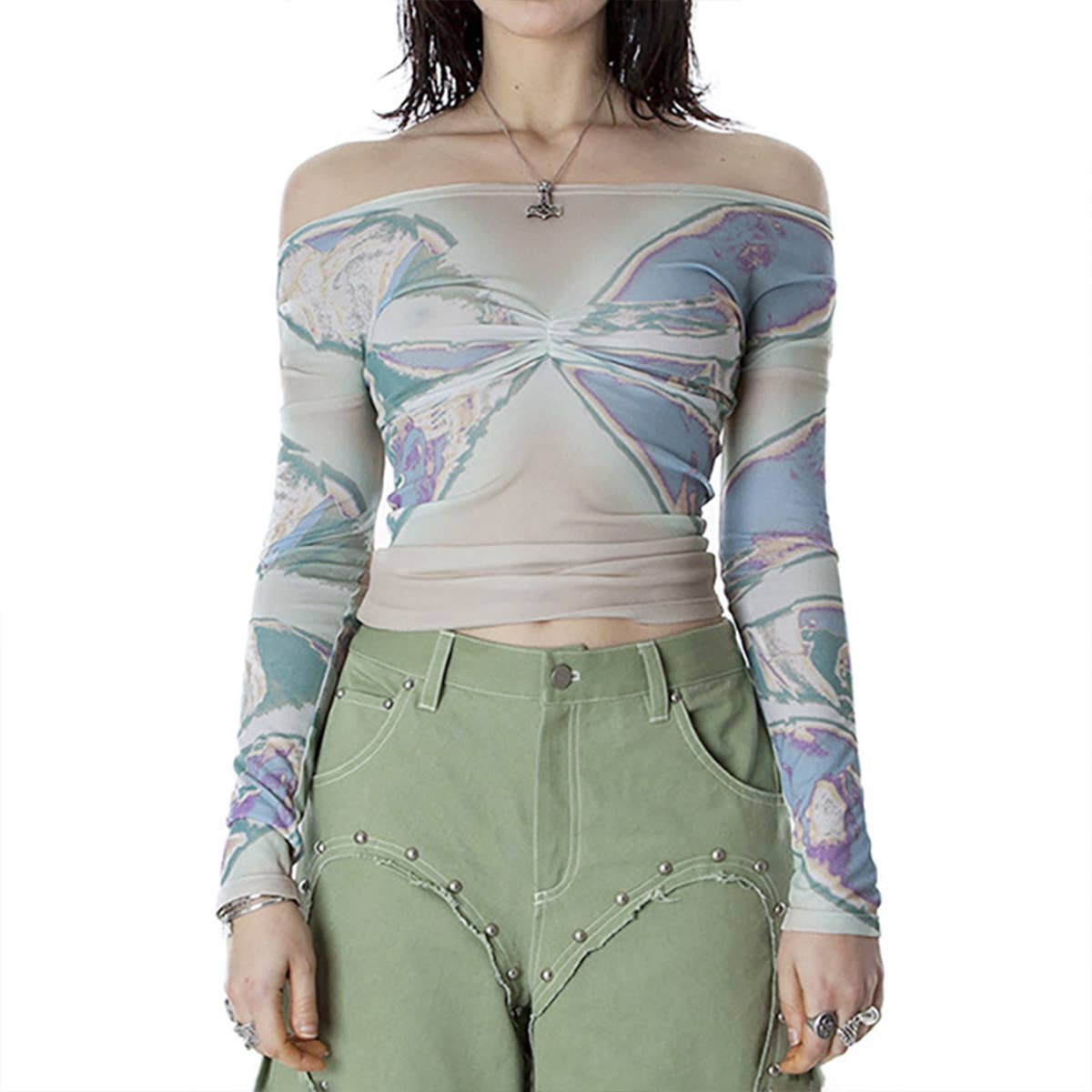 Casual pullover printed long-sleeved T-shirt