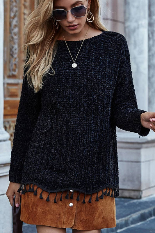 CWOSWL1425_Crew Neck Pullover Casual Sweater