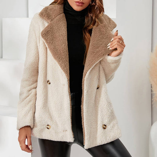 BAGGY THICK FLEECE JACKET WITH LAPELS SUIT JACKET