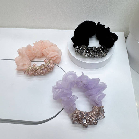 Elegant Square Crystal Scrunchie Cute Hair Tie