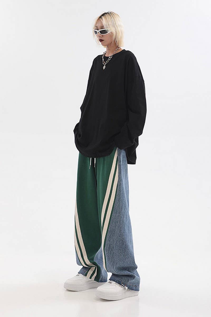 CWBLP1840_SPORTS CASUAL STITCHING LOOSE WIDE-LEG PANTS