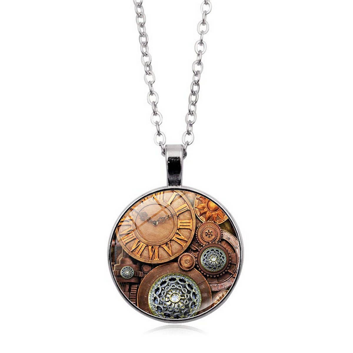 STEAMPUNK MECHANICAL TIME GEM NECKLACE JEWELRY_CWAJE0699