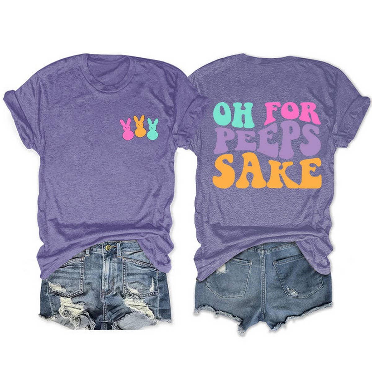 EASTER ALPHABET PRINT ROUND NECK SHORT SLEEVE TEES_CWTTS0809