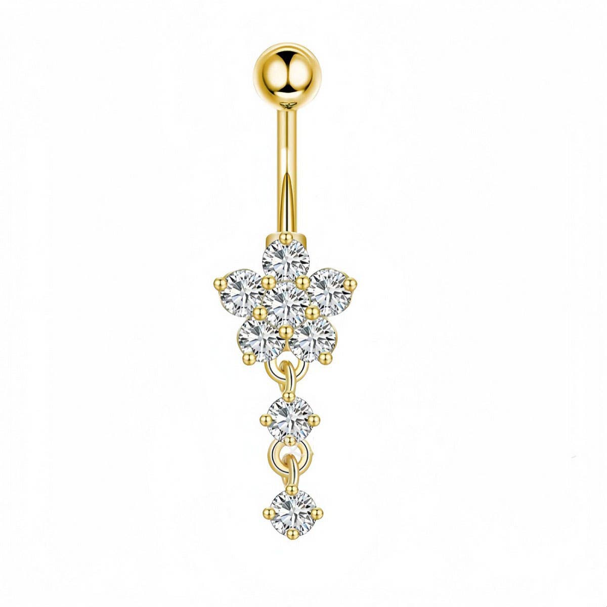 Flower CZ Belly Ring Hypoallergenic Piercing