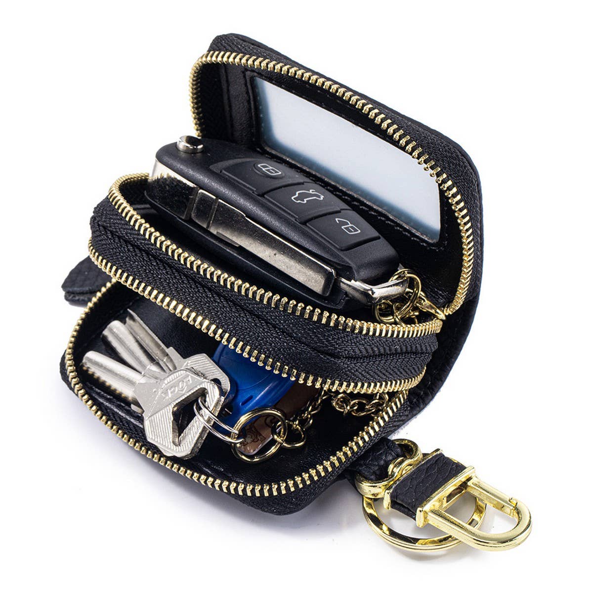 Women¡¯s Leather Key Pouch ? Double Zipper Bag_CUAB00385