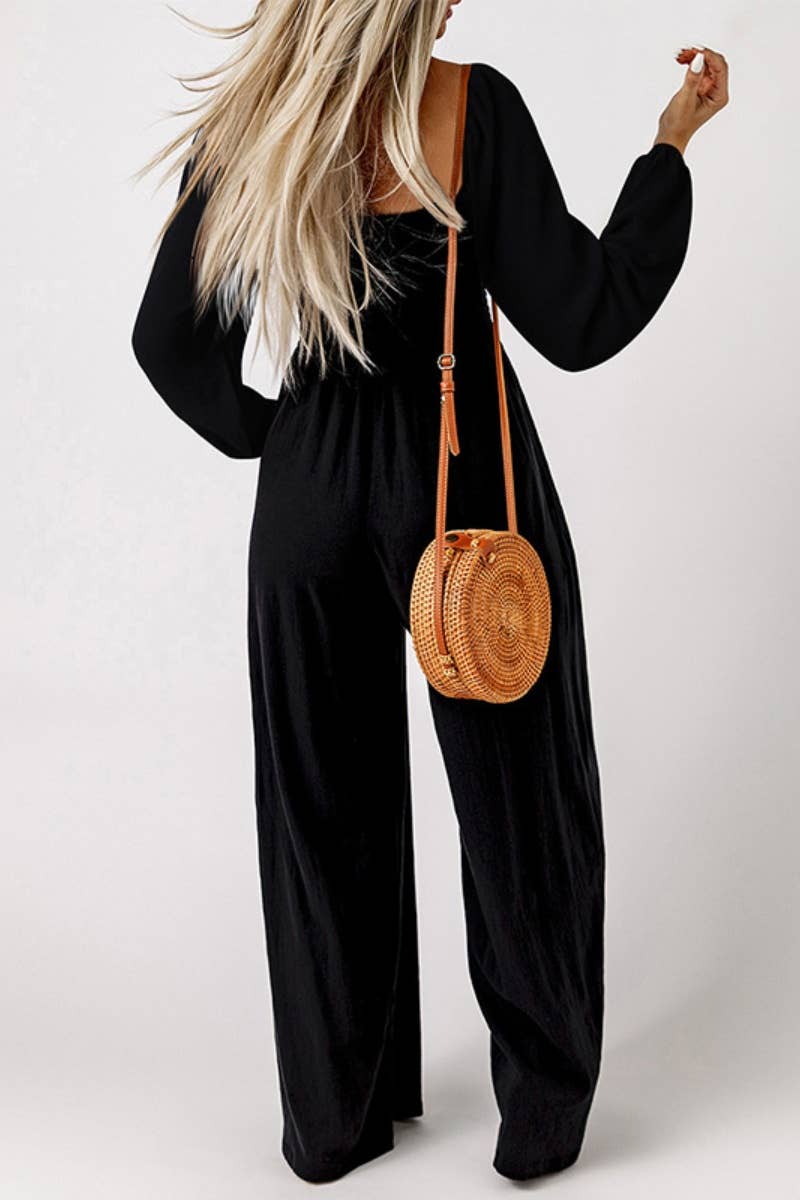 CWSJS1124_LONG SLEEVED ONE-PIECE PANTS WITH SQUARE NECK