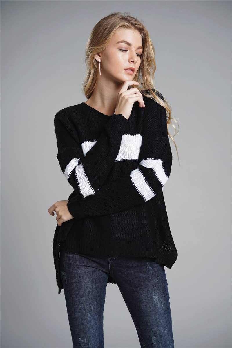 CWOSWL1420_V-Neck Long Sleeve Pullover Sweater