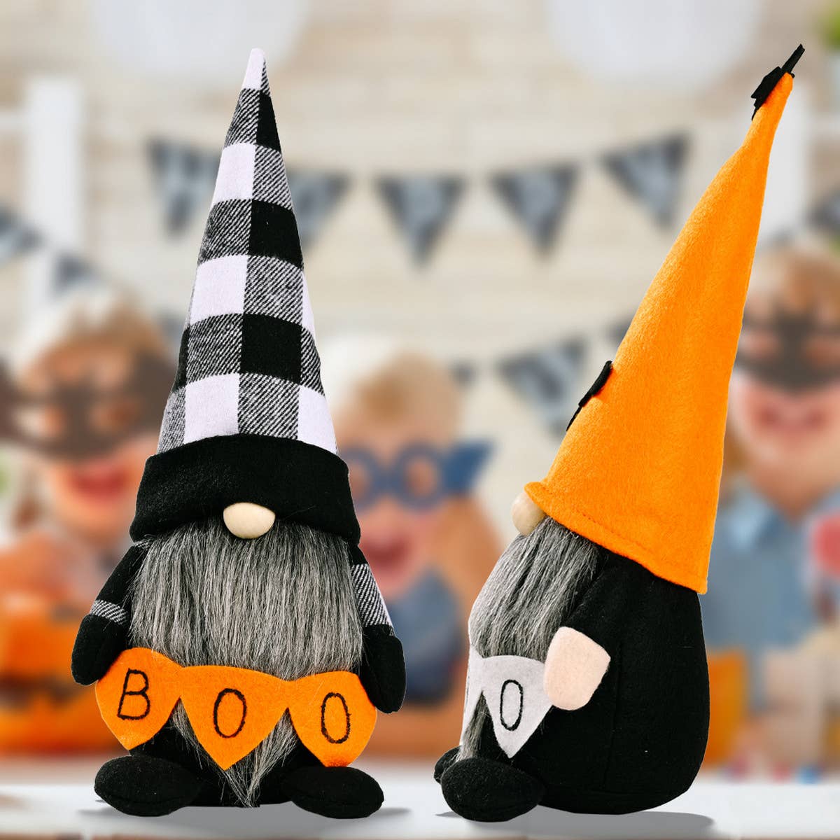 HALLOWEEN BOO DOLL PLAID HAT ORNAMENTS