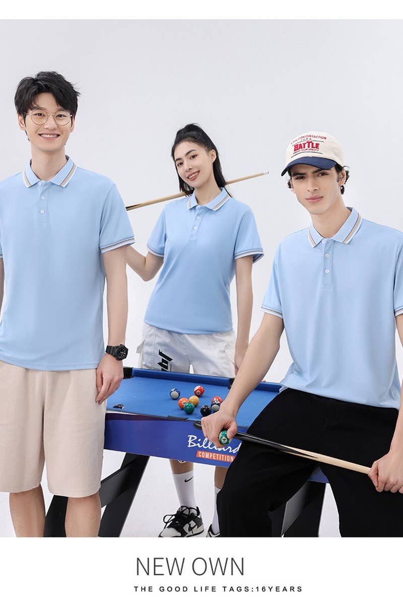 CWTBLS02419_COLORBLOCK POLO COLLAR SHORT SLEEVE CASUAL TOP