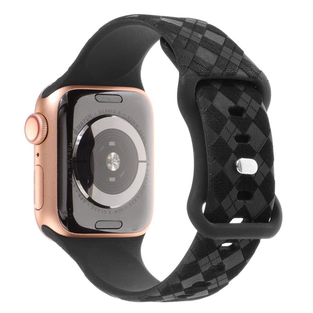 APPLE WATCH9-1 ENGRAVED CHECKERED SILICONE STRAP_CWWW0052