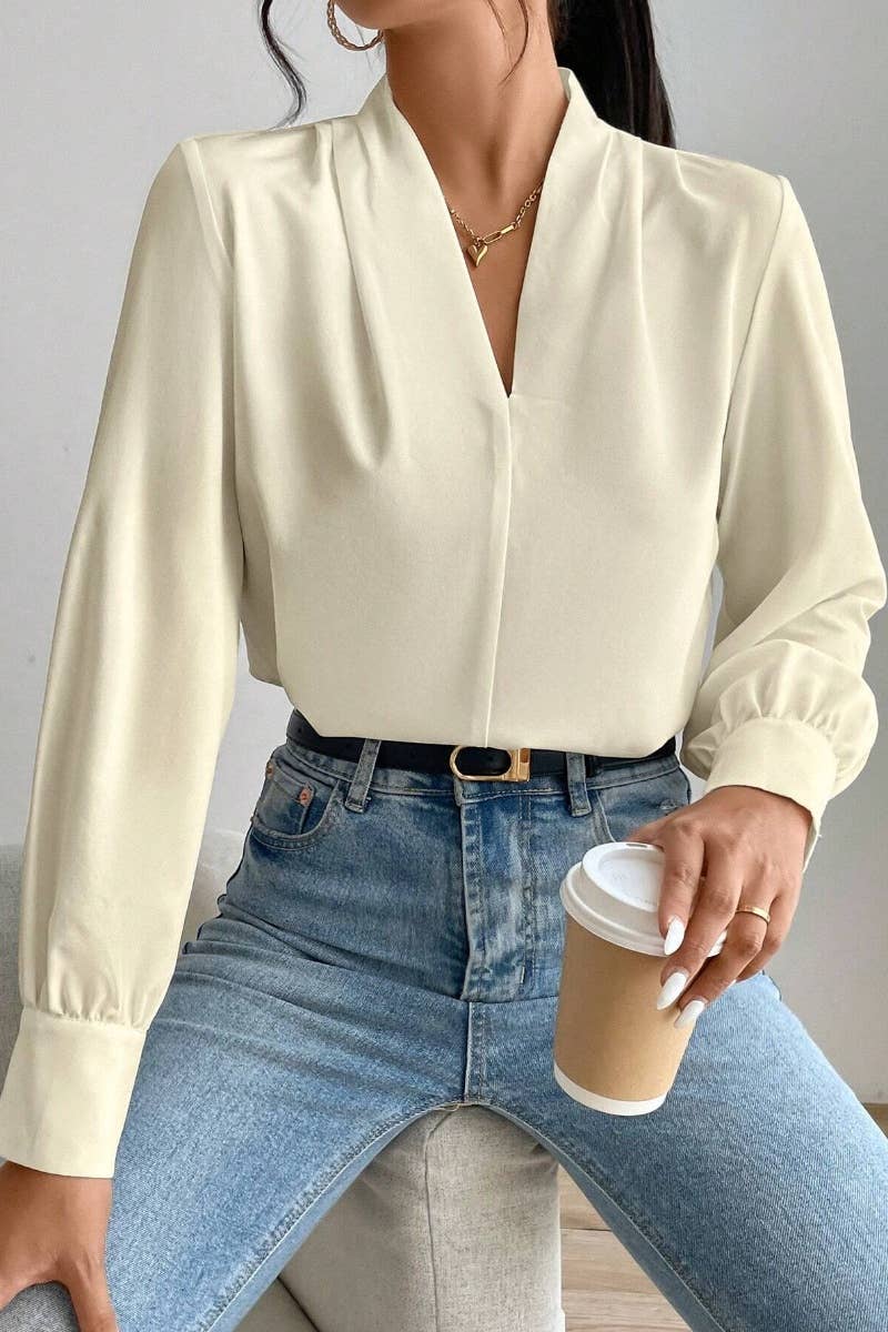 CWTBLL2547_FALL DESIGN SENSE V-NECK LONG SLEEVE TOP
