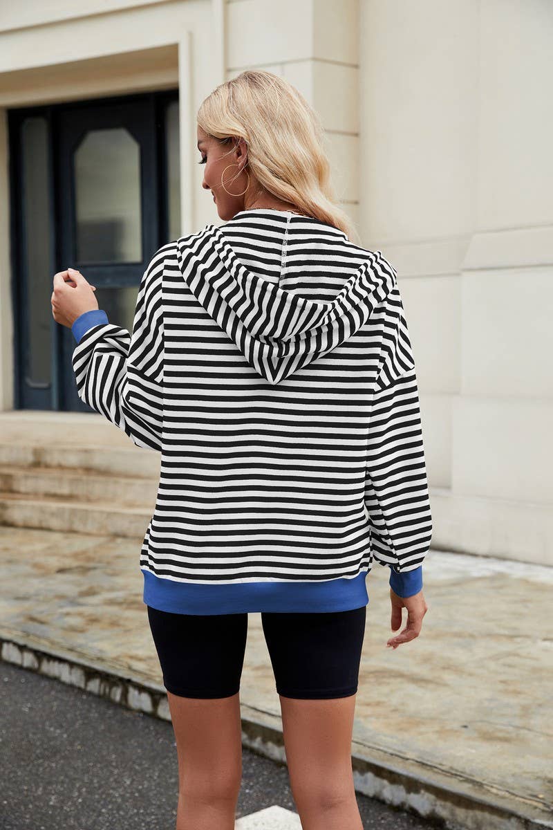 CWOHOL0727_STRIPED HOODED COLORBLOCK LONG SLEEVE SWEATSHIRT