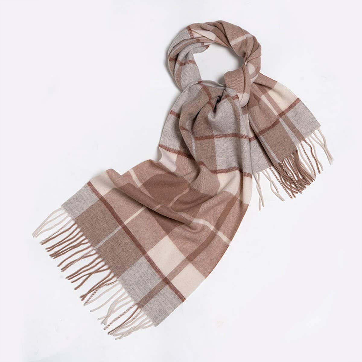 Blue Check Wool Scarf Winter Warmth Unisex Shawl_CWASC2308